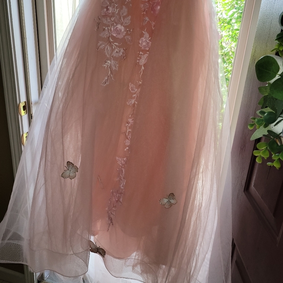 LanTing Pink Butterfly Appliqué Prom Dress - Picture 2 of 5